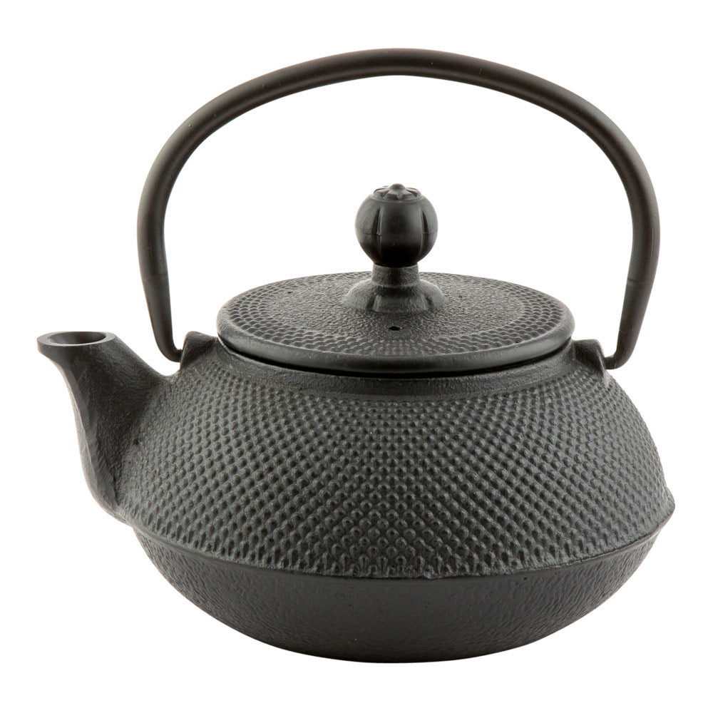 Tetsubin 20 oz Round Black Cast Iron Teapot - 6 1/4" x 5 1/2" x 5 3/4" - 1 count box