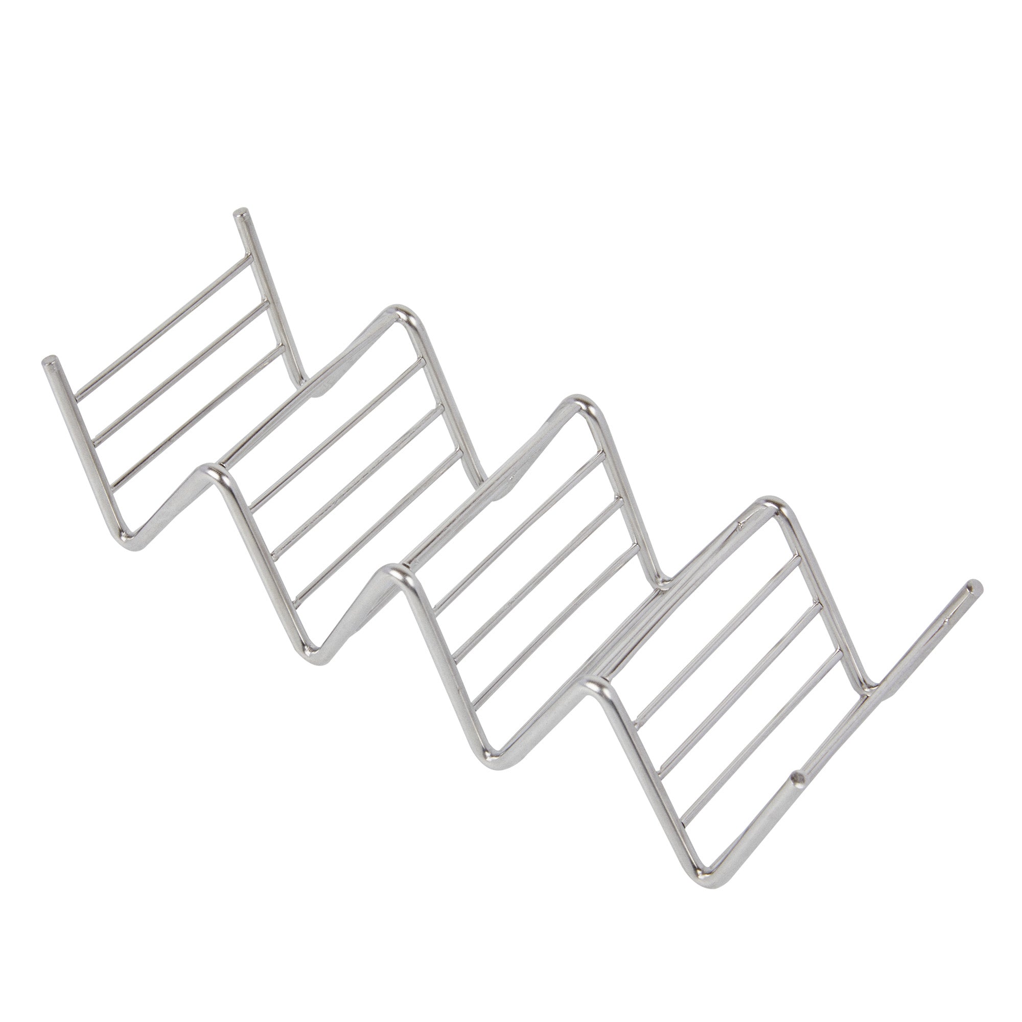 Rectangle Silver Stainless Steel Quattro Taco Rack Stand - 4 Tacos - 7" x 2 1/2" x 1 1/2" - 1 count box