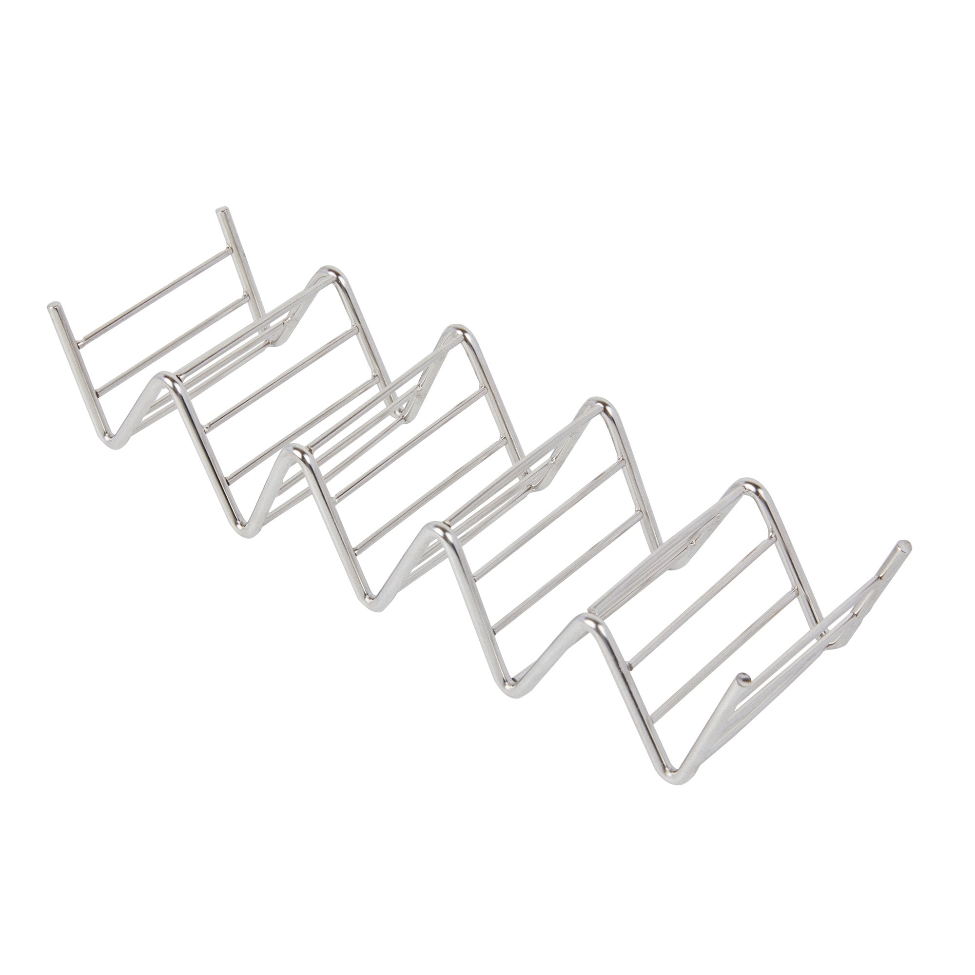 Rectangle Silver Stainless Steel Cinque Taco Rack Stand - 5 Tacos - 8 1/4" x 2 1/2" x 1 1/2" - 1 count box