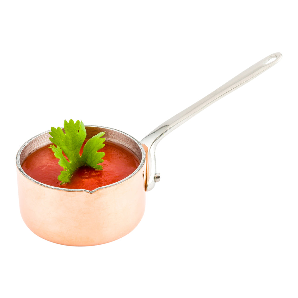 2 oz Copper Stainless Steel Mini Sauce Pan - Easy Pour Lip - 5" x 2 1/4" x 2" - 1 count box