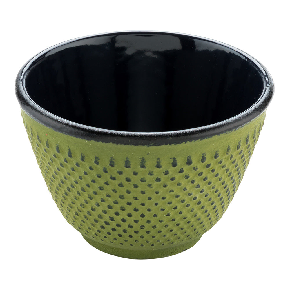 Tetsubin 4 oz Green Cast Iron Tea Cup - Hobnail - 3" x 3" x 3 1/4" - 2 count box