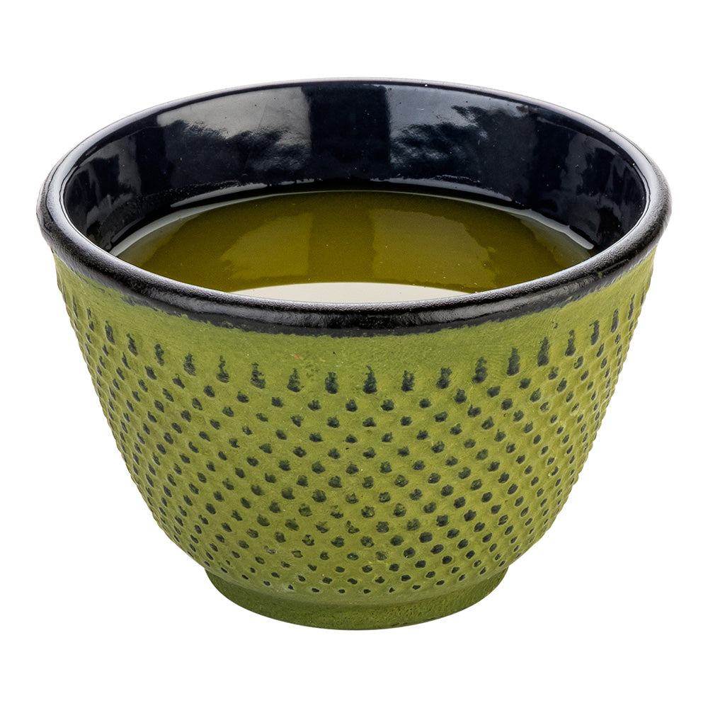 Tetsubin 4 oz Green Cast Iron Tea Cup - Hobnail - 3" x 3" x 3 1/4" - 2 count box