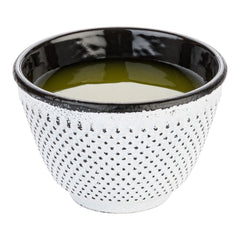 Tetsubin 4 oz White Cast Iron Tea Cup - Hobnail - 3