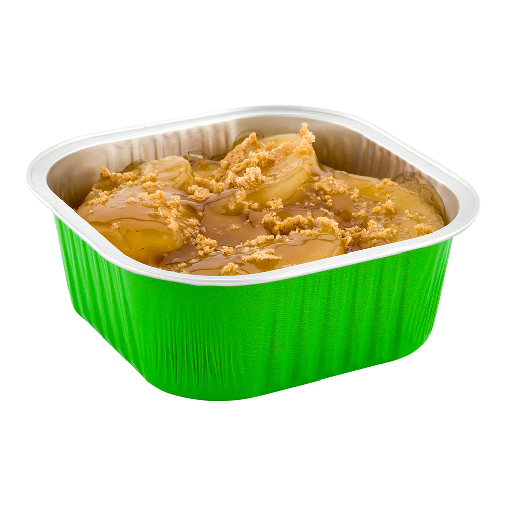 10 oz Square Lime Green Aluminum Baking Cup - Lids Available - 4 1/4" x 4 1/4" x 1 1/2" - 100 count box