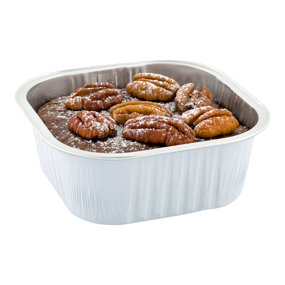 10 oz Square White Aluminum Baking Cup - Lids Available - 4 1/4" x 4 1/4" x 1 1/2" - 100 count box