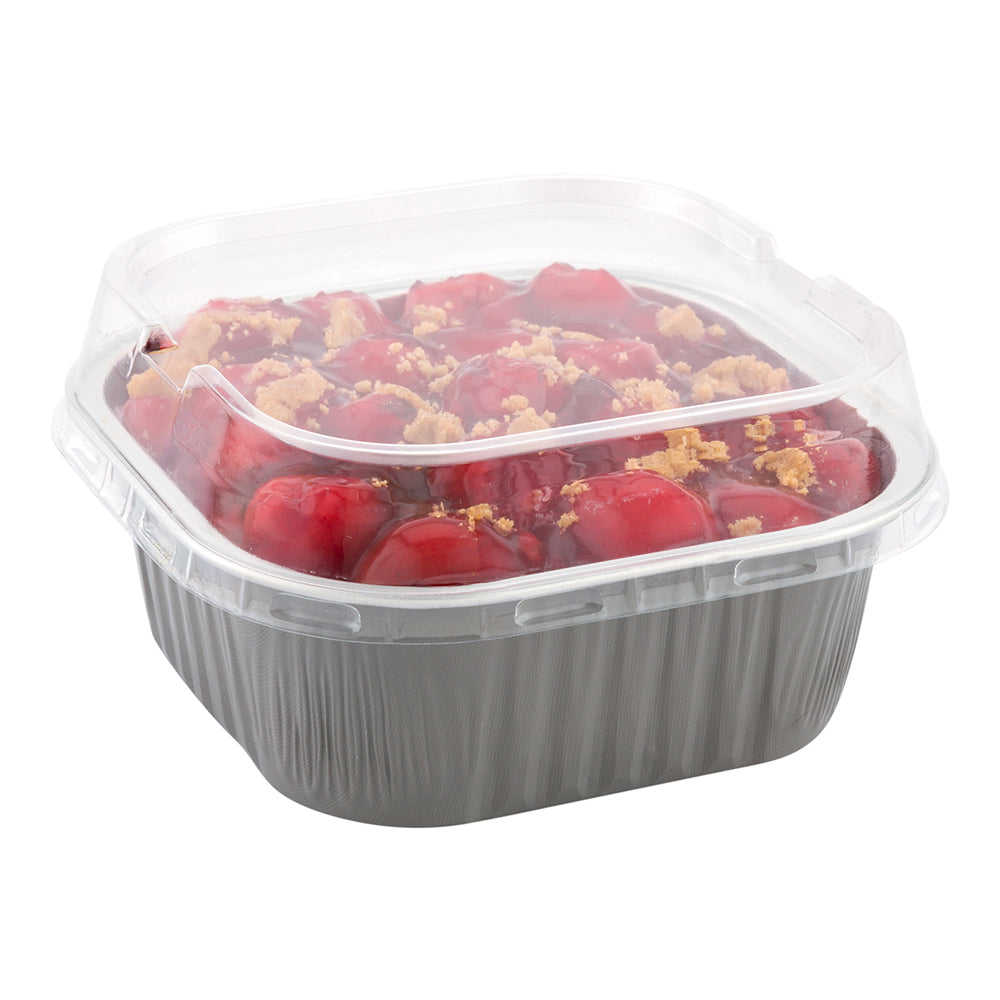 Square Clear Plastic Dome Lid - Fits 10 oz Aluminum Baking Cup - 4 1/2" x 4 1/2" x 1" - 100 count box