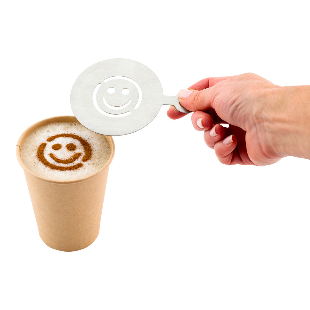 Restpresso Stainless Steel Smiley Face Coffee Decorating Stencil - 4 3/4" x 3 1/4" - 1 count box