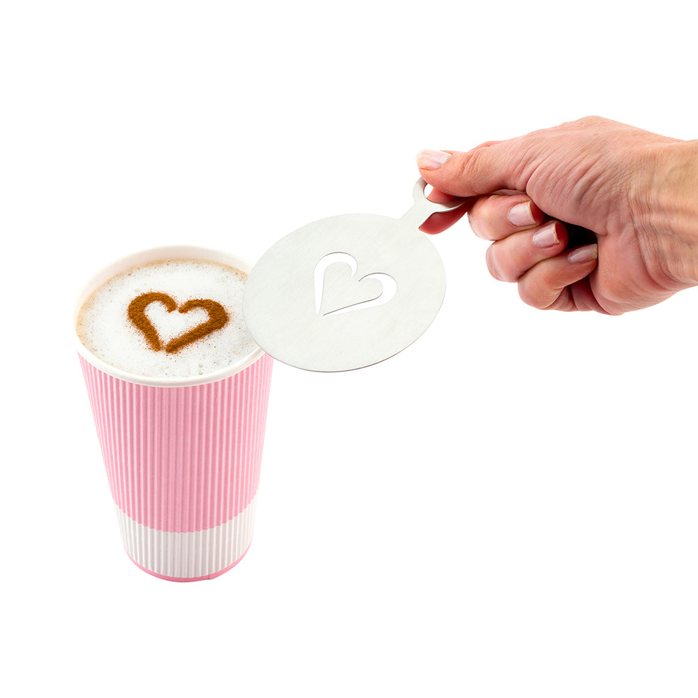 Restpresso Stainless Steel Heart Coffee Decorating Stencil - 4 3/4" x 3 1/4" - 1 count box