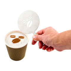 Restpresso Stainless Steel Cafe Bean Coffee Decorating Stencil - 4 3/4