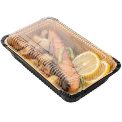 Foil Lux Rectangle Clear Plastic Lid - Fits 27 oz Container - 8