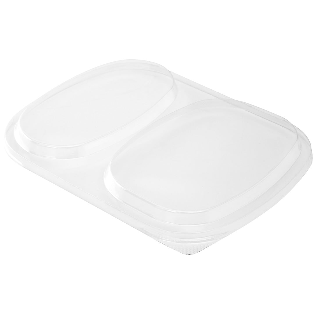 Foil Lux Clear Plastic Flat Lid - Fits 2-Compartment Foil Container - 100 count box