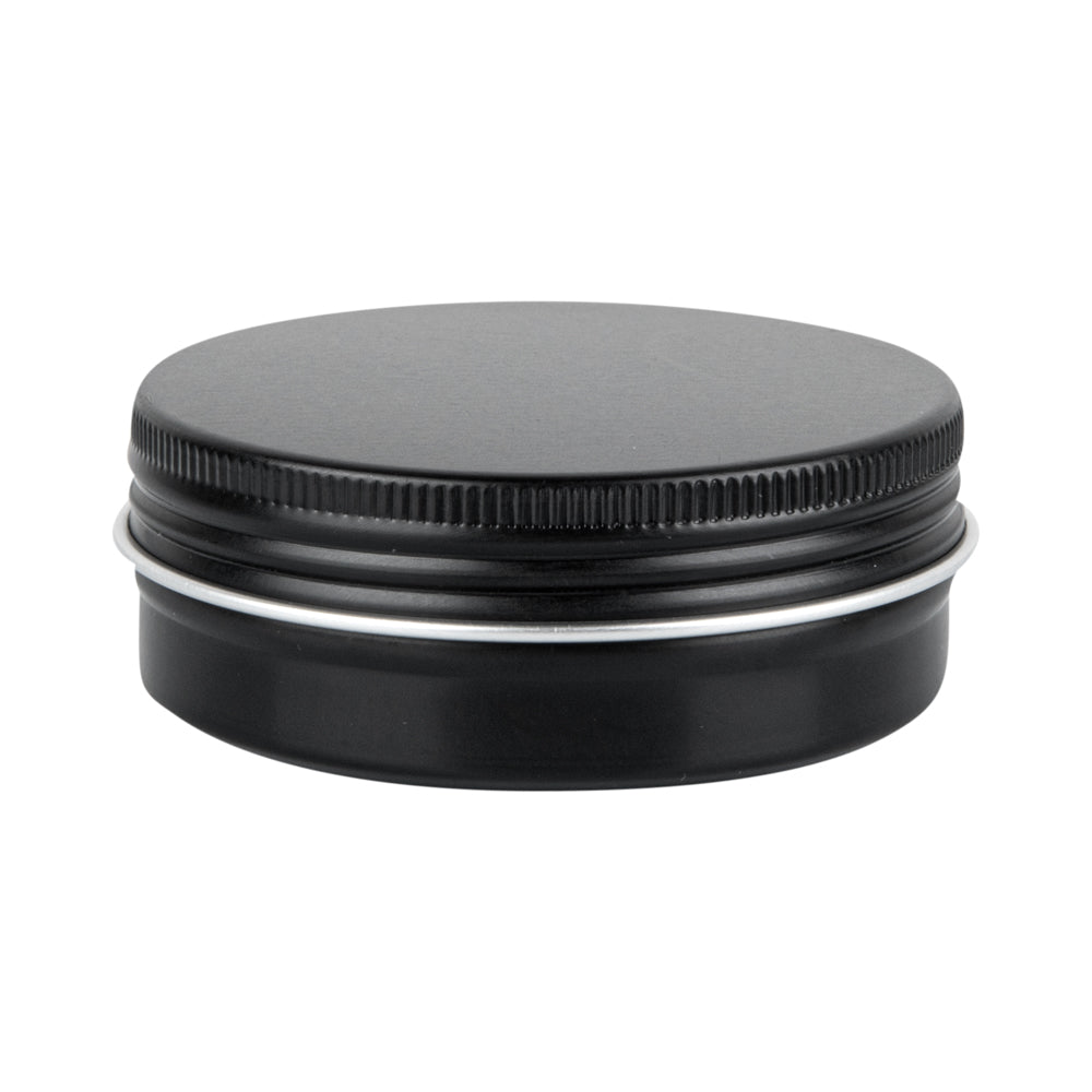 RW Base 2 oz Round Black Tin Container - with Screw Lid - 100 count box