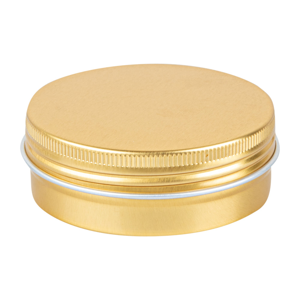 RW Base 2 oz Round Gold Tin Container - with Screw Lid - 100 count box