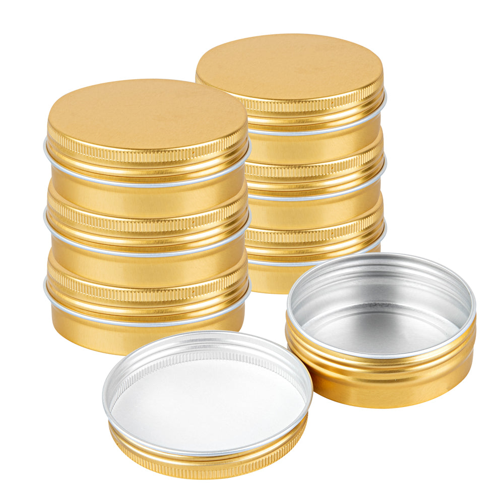 RW Base 2 oz Round Gold Tin Container - with Screw Lid - 100 count box