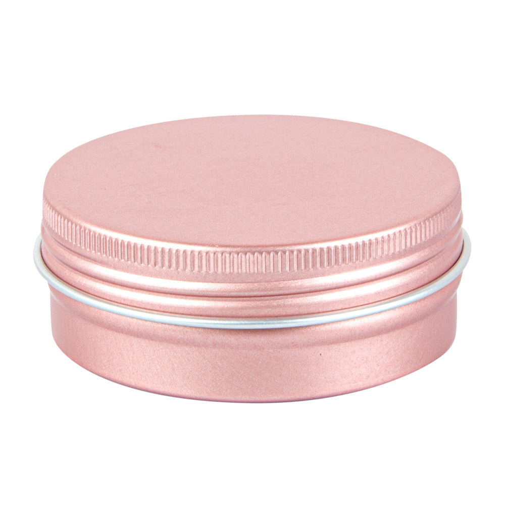 RW Base 2 oz Round Rose Gold Tin Container - with Screw Lid - 100 count box