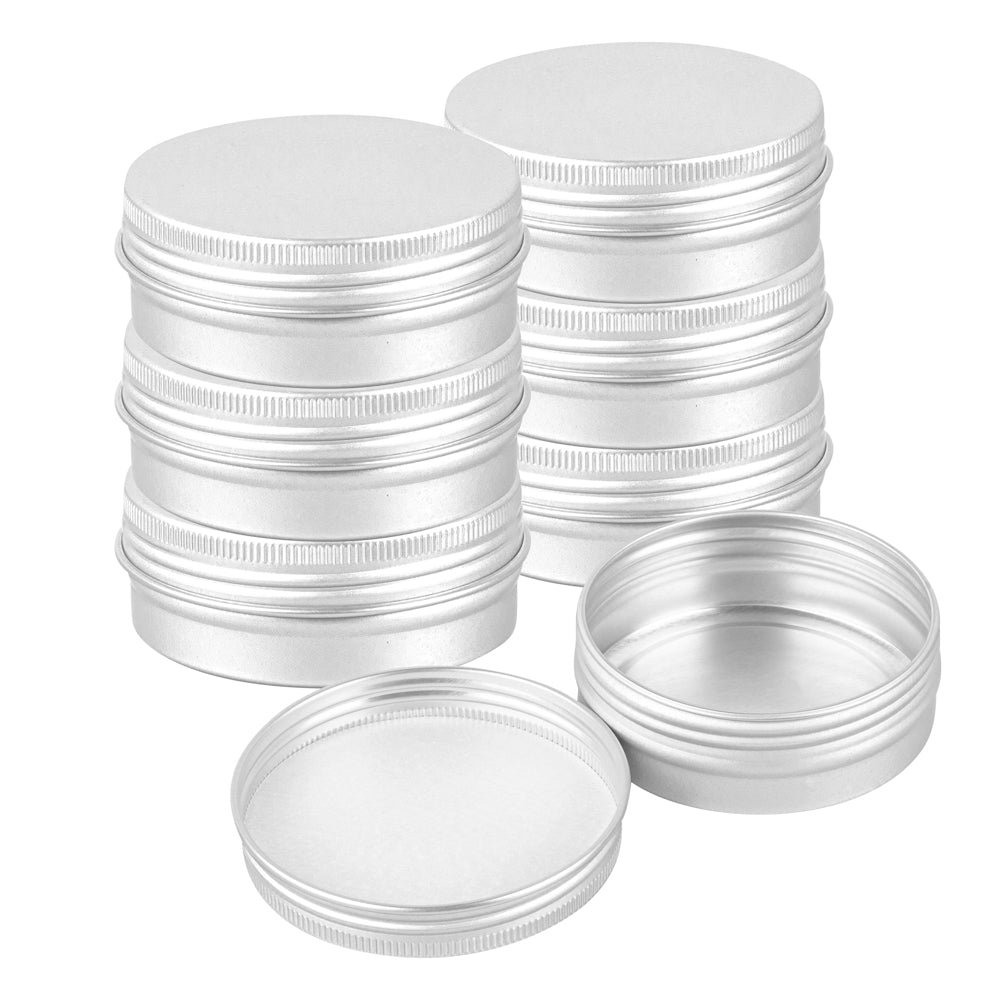 RW Base 2 oz Round Silver Tin Container - with Screw Lid - 100 count box