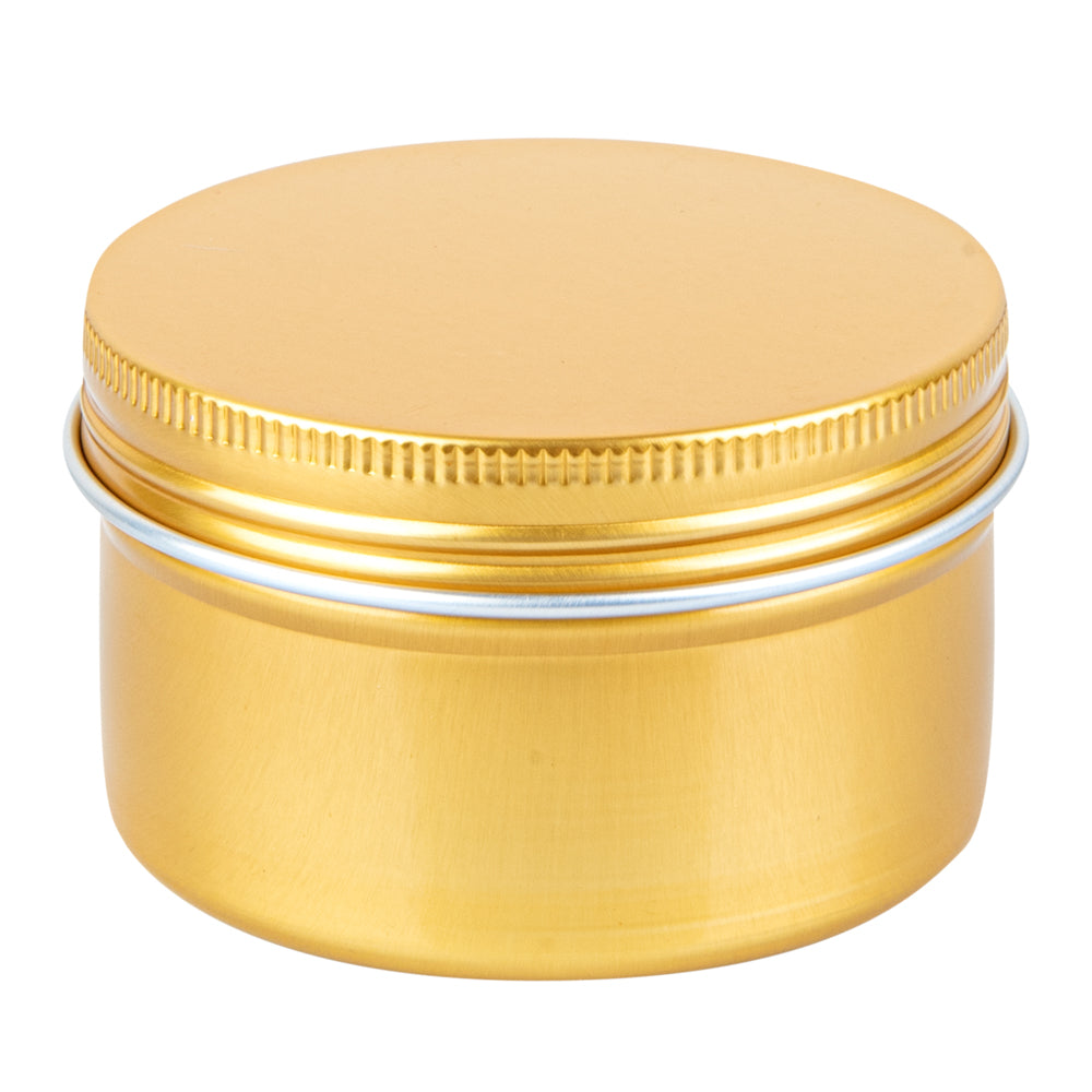 RW Base 4 oz Round Gold Tin Container - with Screw Lid - 100 count box