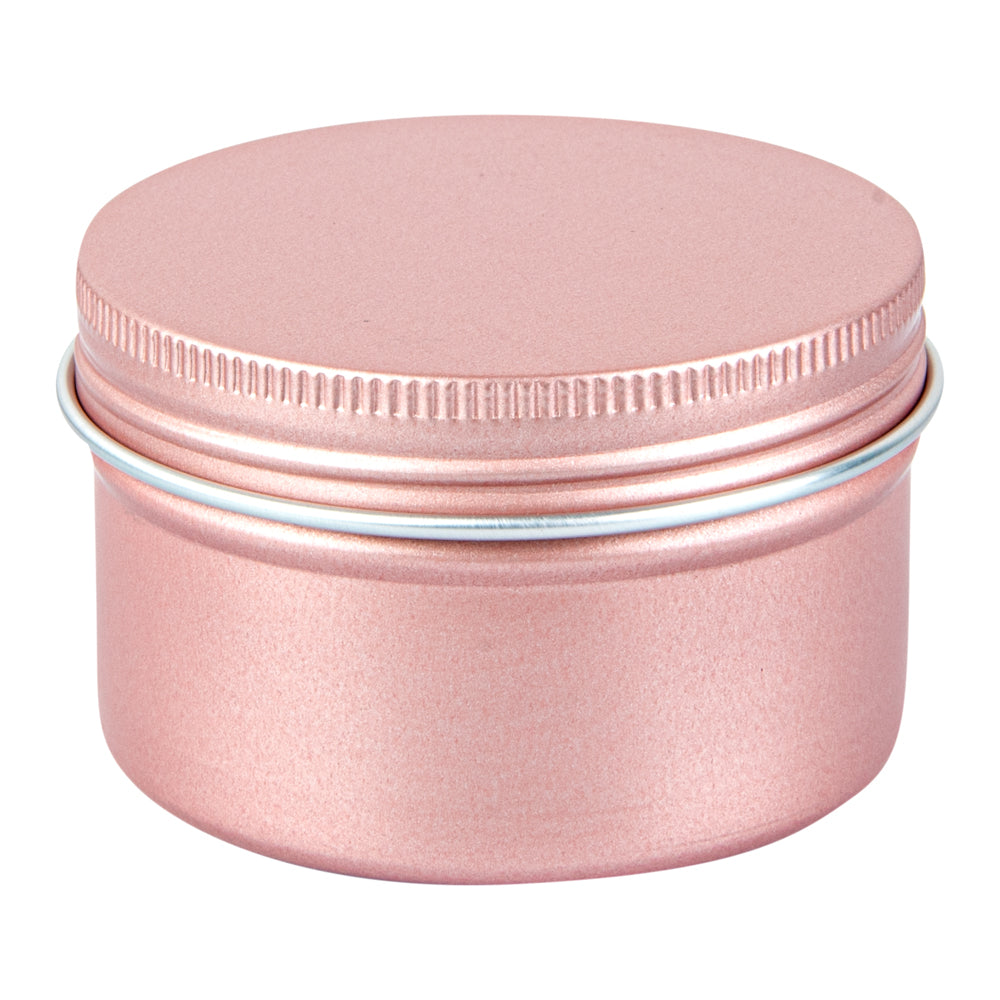 RW Base 4 oz Round Rose Gold Tin Container - with Screw Lid - 100 count box