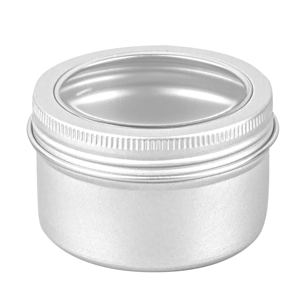 RW Base 4 oz Round Silver Tin Container - with Window Lid - 100 count box