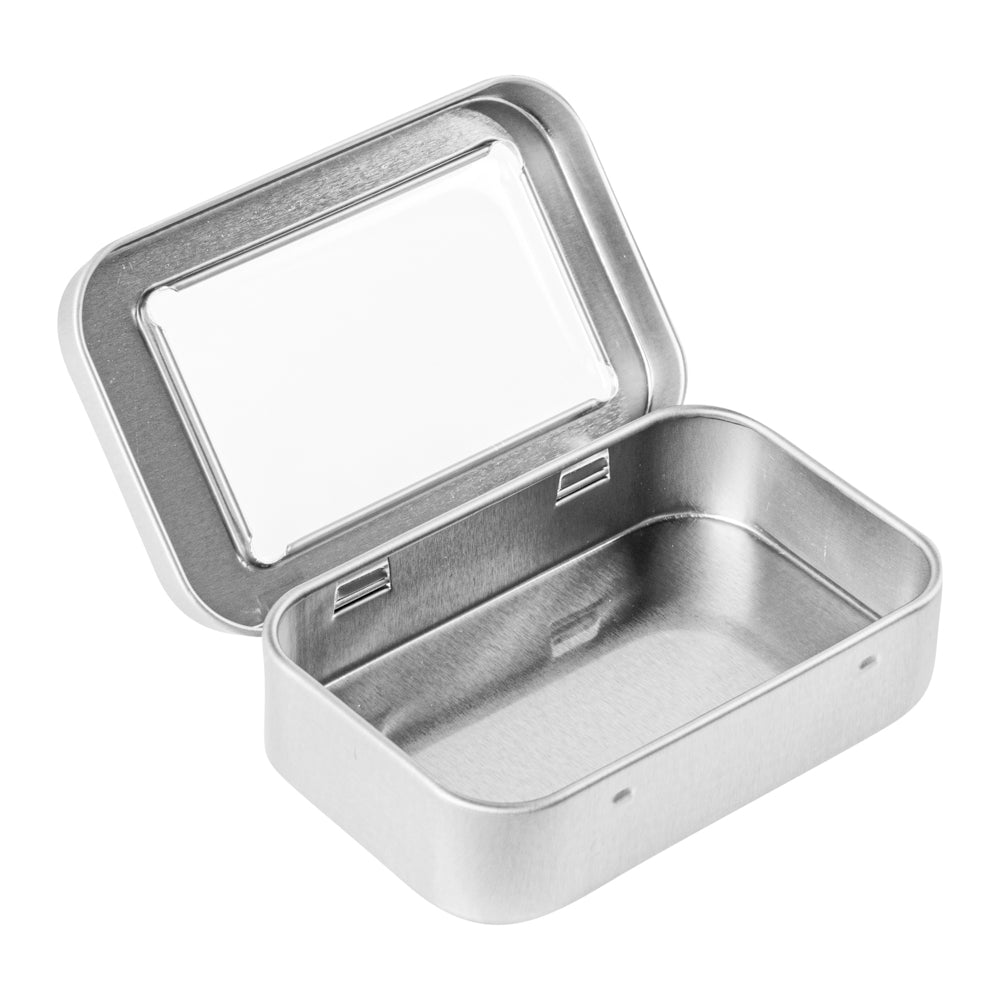 RW Base 4 oz Rectangle Silver Tin Container - with Window Lid - 100 count box