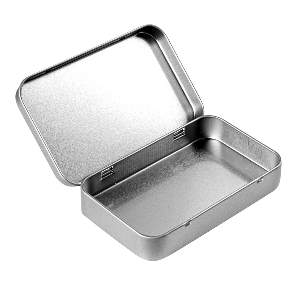 RW Base 6 oz Rectangle Silver Tin Container - with Hinged Lid - 100 count box