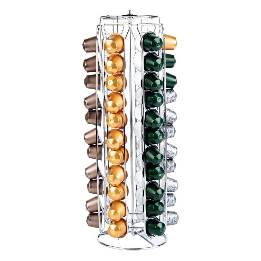 Restpresso Iron Coffee Pod / Capsule Holder - Revolving, Holds 60 Nespresso Capsules - 5" x 5" x 16 1/4" - 1 count box