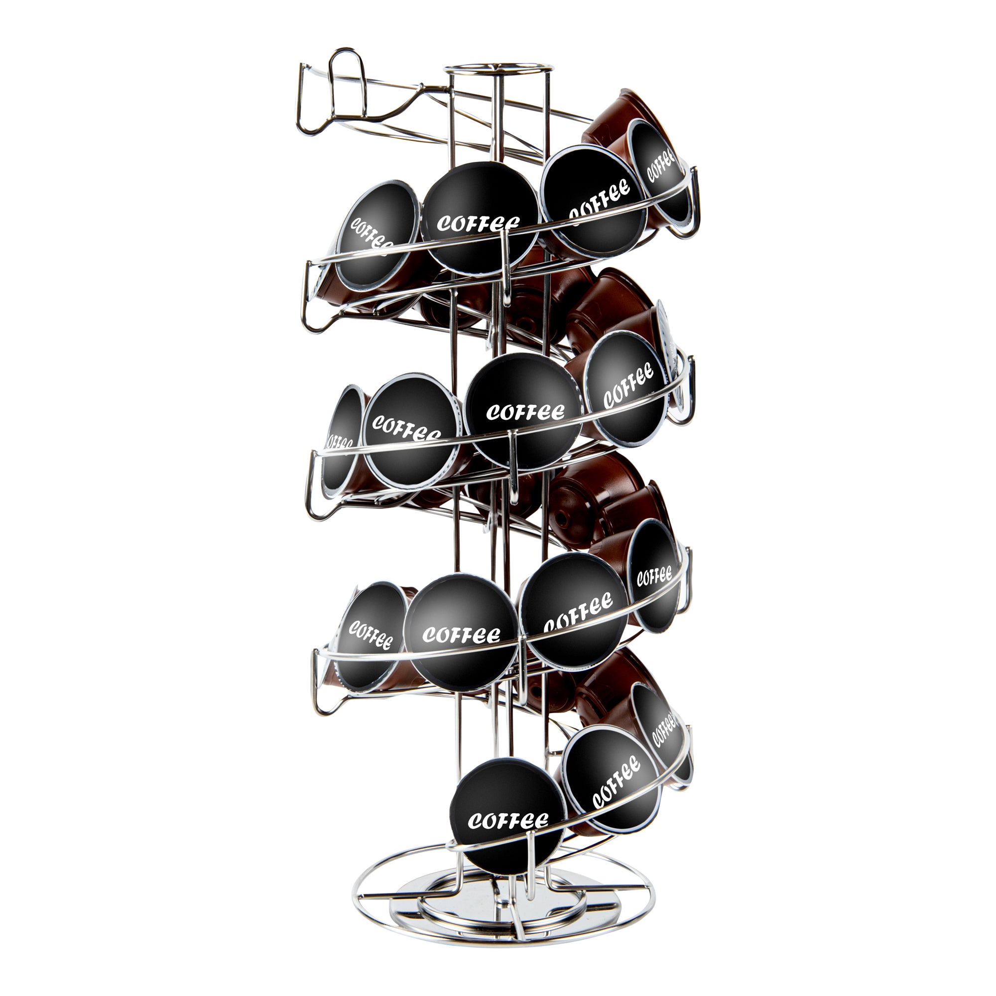 Restpresso Stainless Steel Coffee Pod / Capsule Holder - Revolving, Holds 35-50 K-Cups - 7" x 7" x 16 1/4" - 1 count box