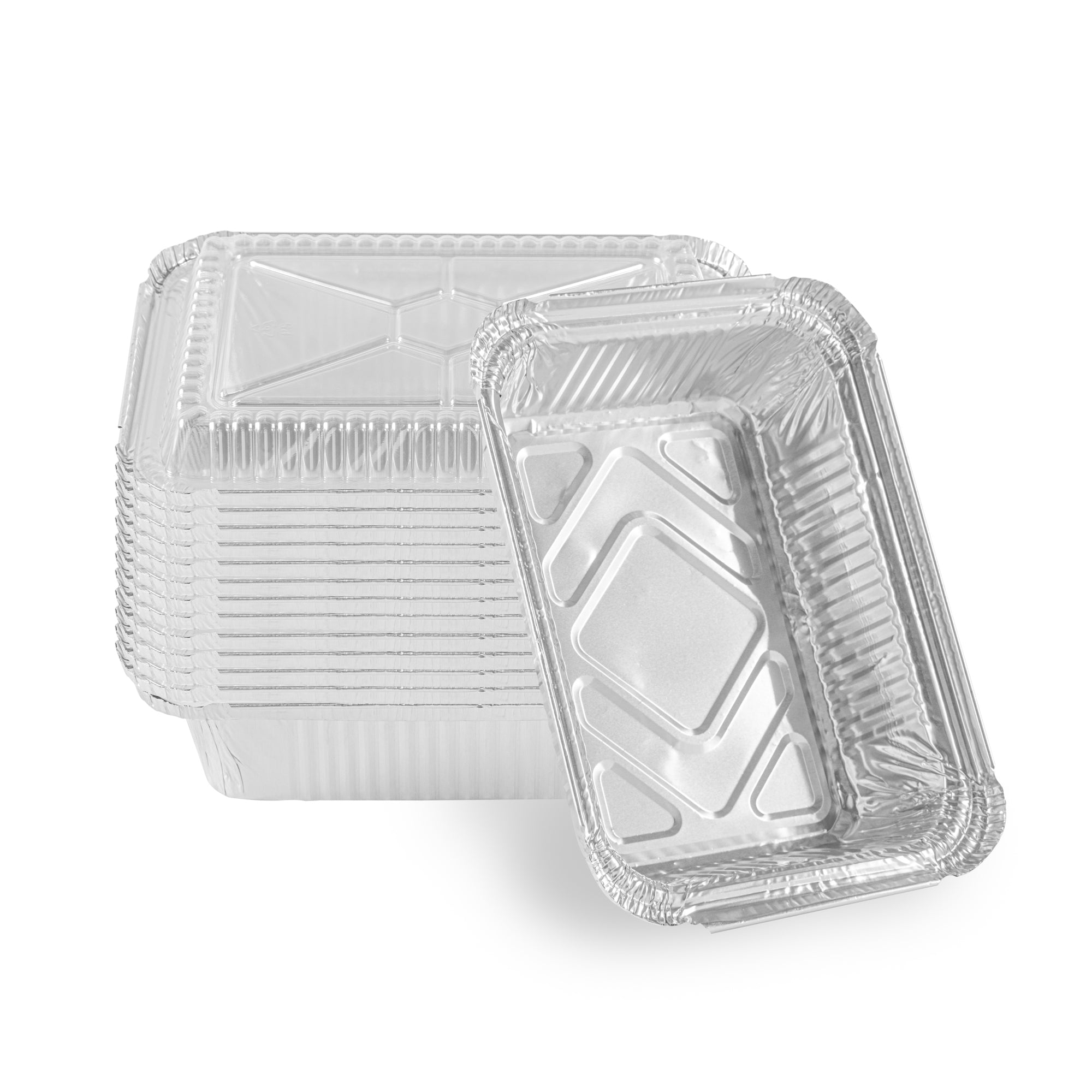 Foil Lux 1 1/2 lb Oblong Aluminum Container - 7 1/4" x 5 1/4" x 1 3/4" - 100 count box