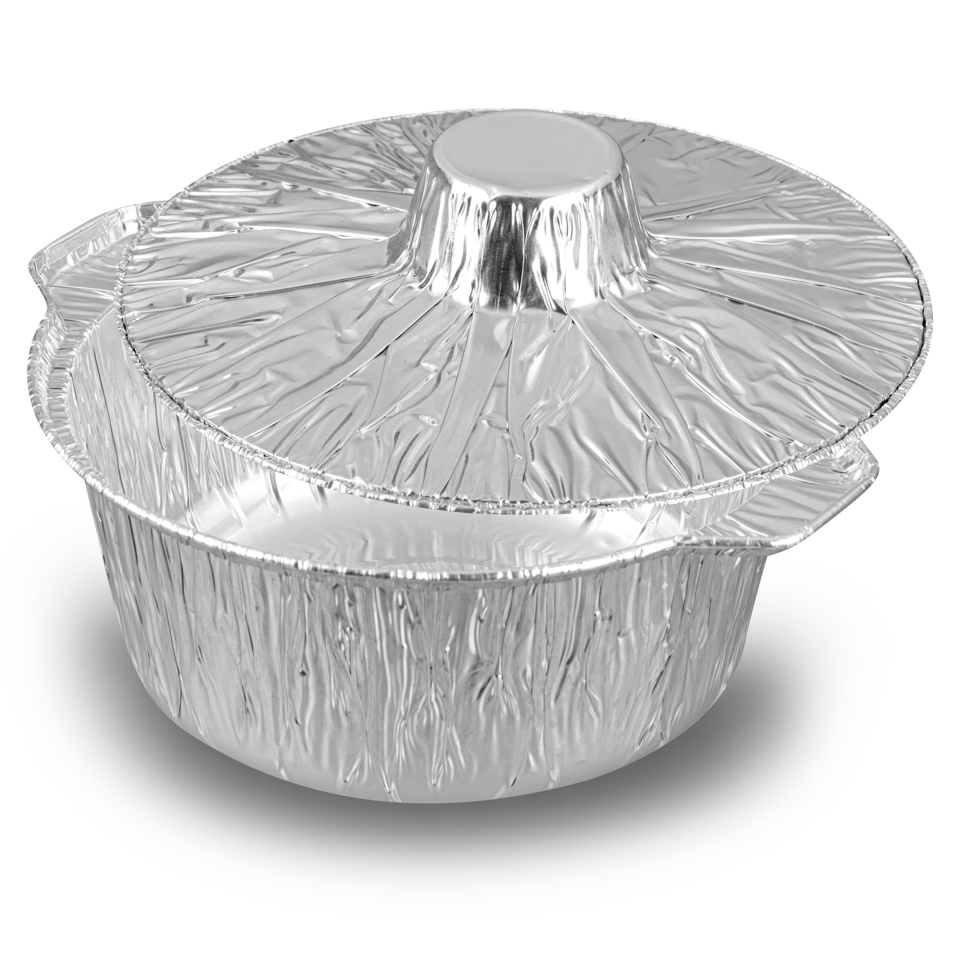 Foil Lux 60 oz Aluminum Foil Pot - with Lid - 9 3/4" x 8 3/4" x 3 3/4" - 100 count box