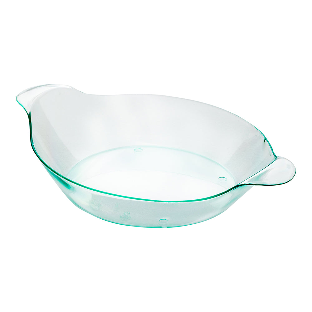 Oval Seagreen Plastic Mini Handled Plate - 3 3/4" x 2 1/2" - 100 count box