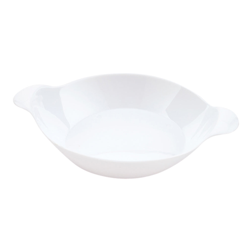 Oval White Plastic Mini Handled Plate - 3 3/4" x 2 1/2" - 100 count box