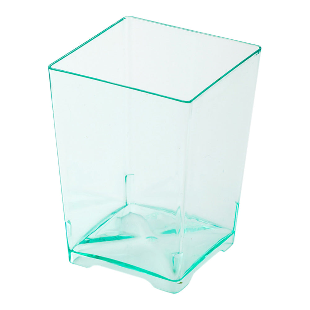 4 oz Square Seagreen Plastic Tall Quadrato Cup - 2" x 2" x 2 3/4" - 100 count box