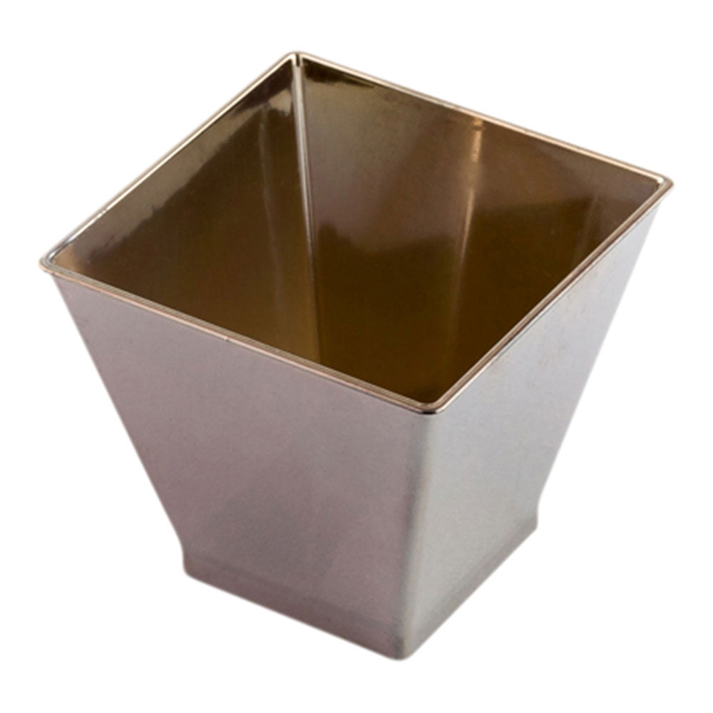 2 oz Square Silver Plastic Mini Kova Cup - 2" x 2" x 1 3/4" - 100 count box