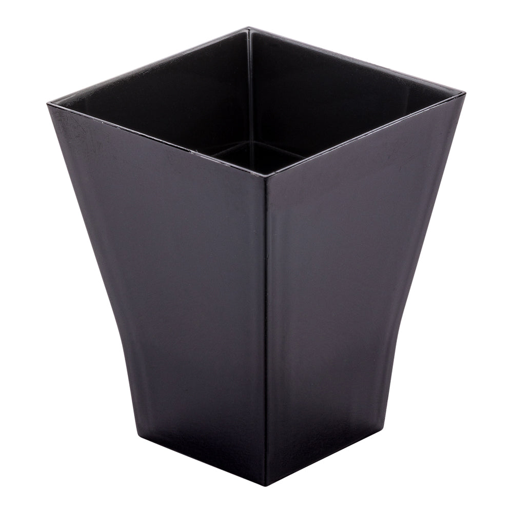 2 oz Square Black Plastic Bonito Cup - 1 3/4" x 1 3/4" x 2 1/4" - 100 count box