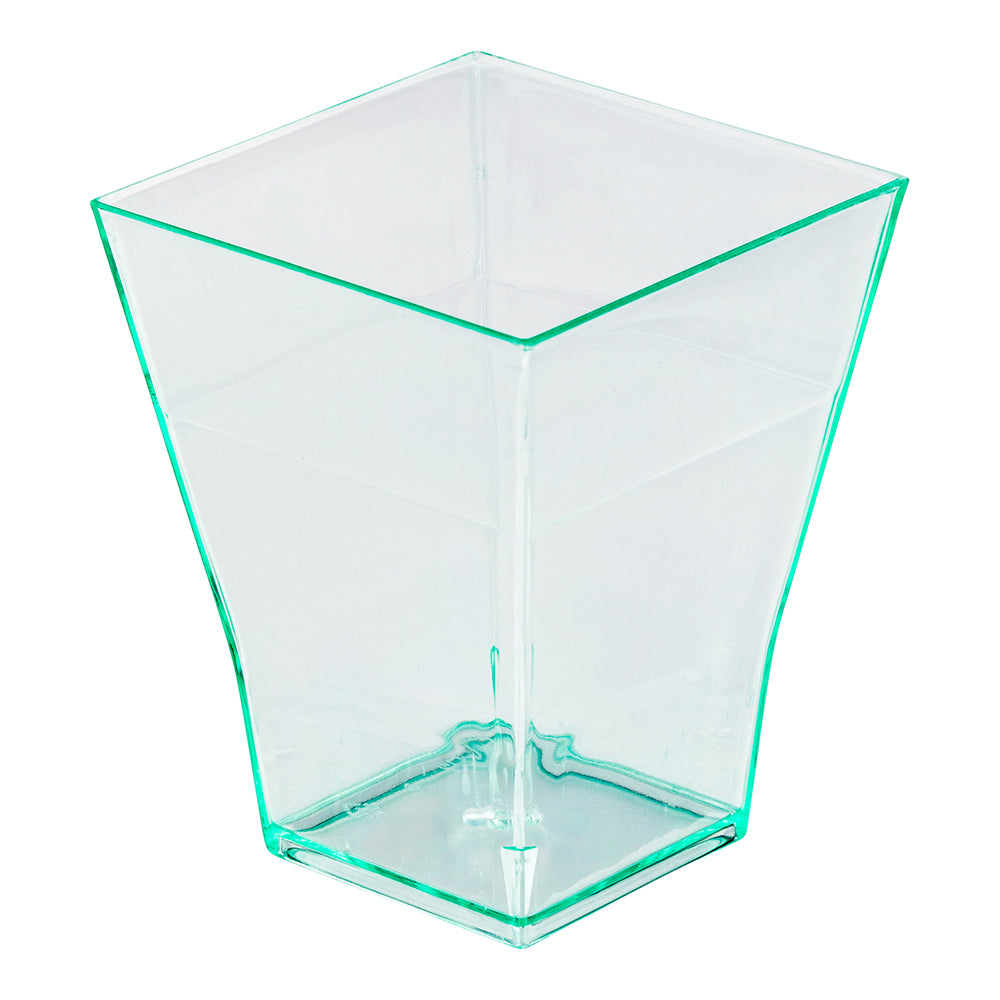 2 oz Square Seagreen Plastic Bonito Cup - 1 3/4" x 1 3/4" x 2 1/4" - 100 count box