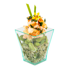 2 oz Square Seagreen Plastic Bonito Cup - 1 3/4