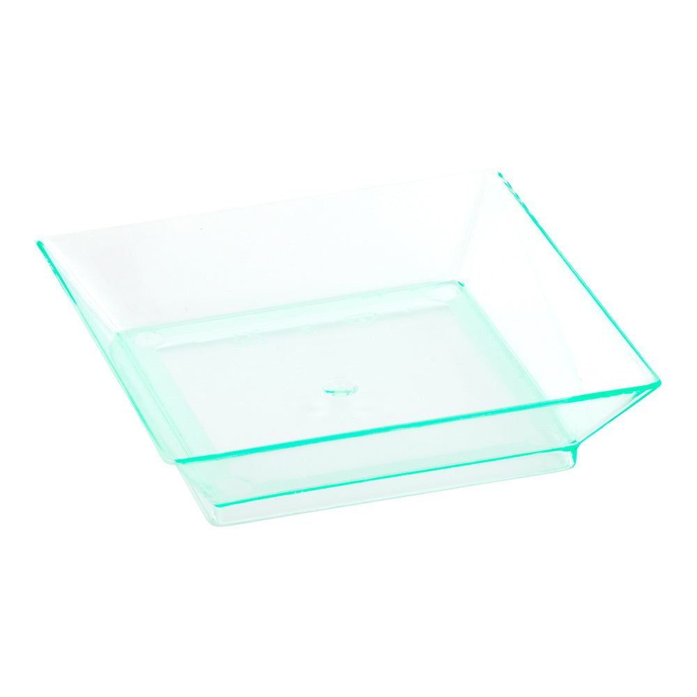 Square Seagreen Plastic Mini Modern Plate - 2 1/2" x 2 1/2" x 1/2" - 100 count box