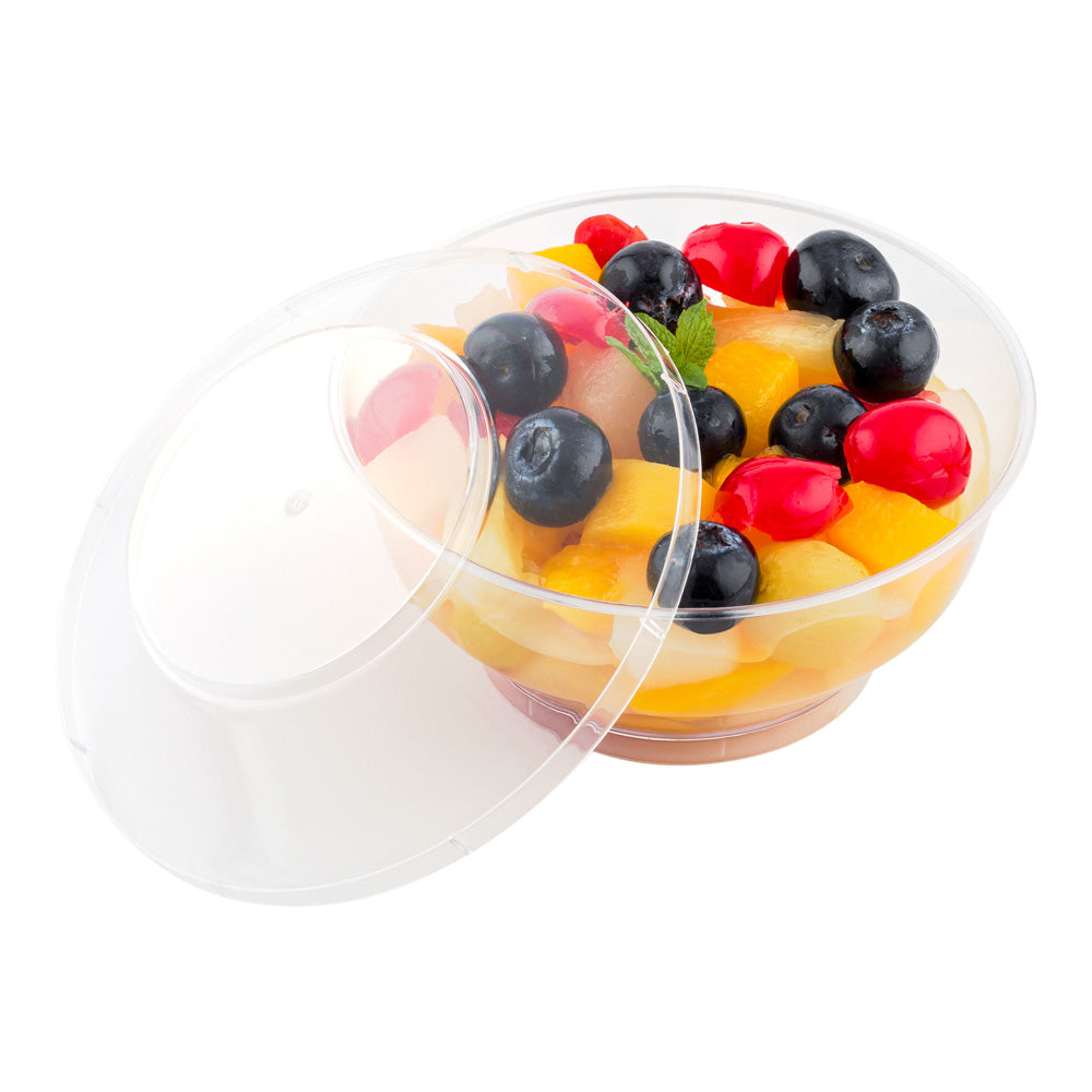 6 oz Round Clear Plastic Large Deli Cup - with Lid - 4" x 3" x 4" - 100 count box