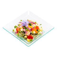 Square Seagreen Plastic Plate - 4 1/4