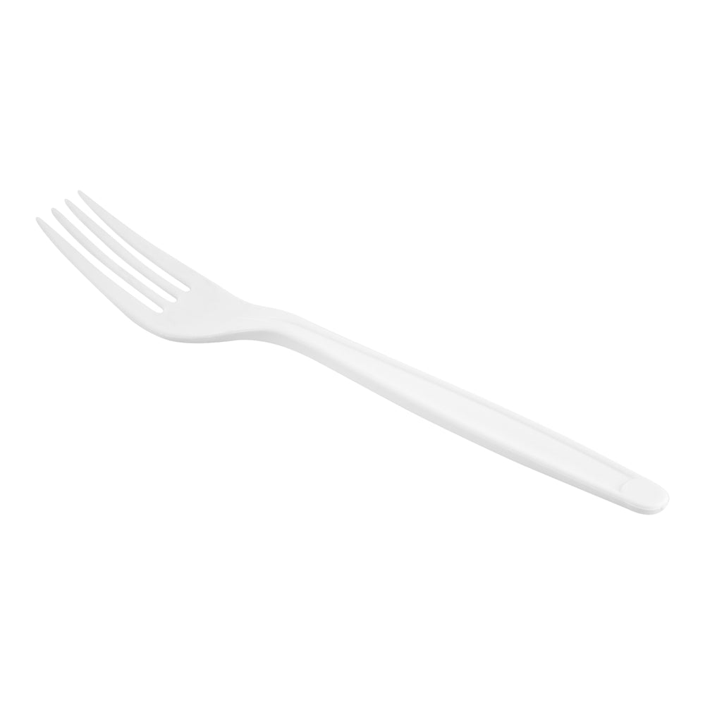 White PLA Plastic Fork - Compostable - 6 1/2" - 250 count box