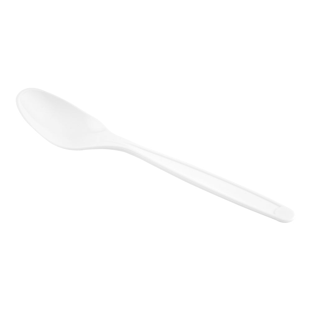 White PLA Plastic Spoon - Compostable - 6 1/4" x 1 1/4" x 1/2" - 250 count box