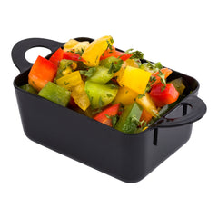 3 oz Rectangle Black Plastic Cocotte - 3 3/4