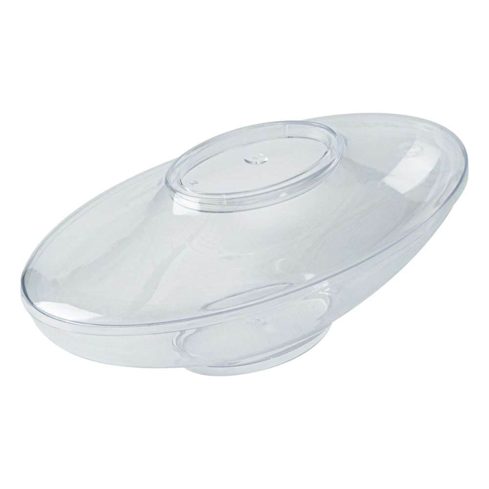 6 oz Oval Clear Plastic Deli Cup - Stackable, with Lid - 5 1/2" x 3 1/4" x 2 1/2" - 100 count box