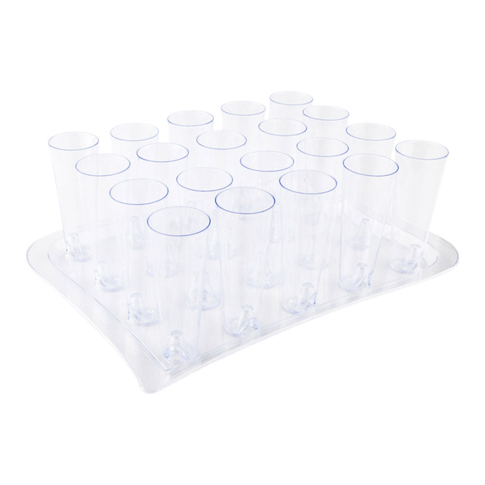 Clear Plastic Serving Tray - 14 1/2" x 10 1/2" x 1" - for 5 oz Round Tall Cocktail Glass - 5 count box