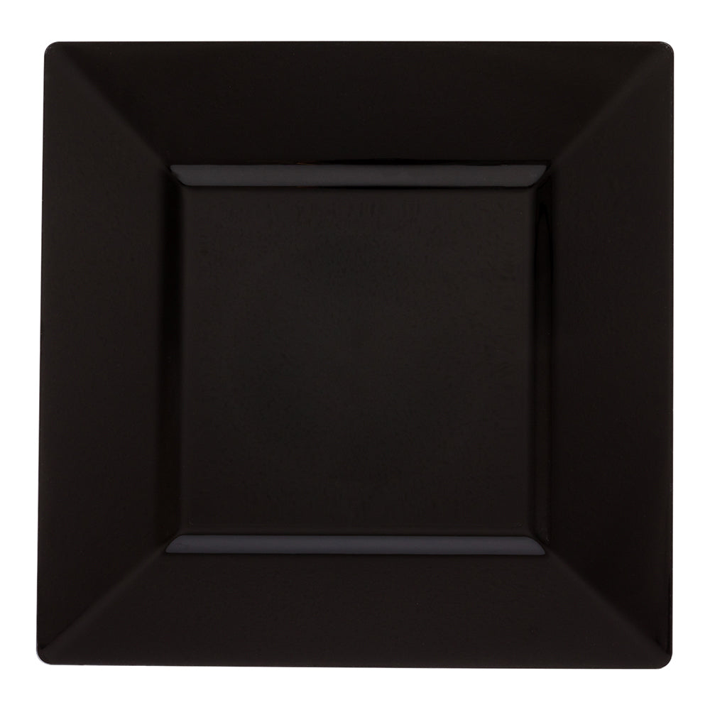 Square Black Plastic Dinner Plate - 10 3/4" x 10 3/4" x 1/2" - 100 count box