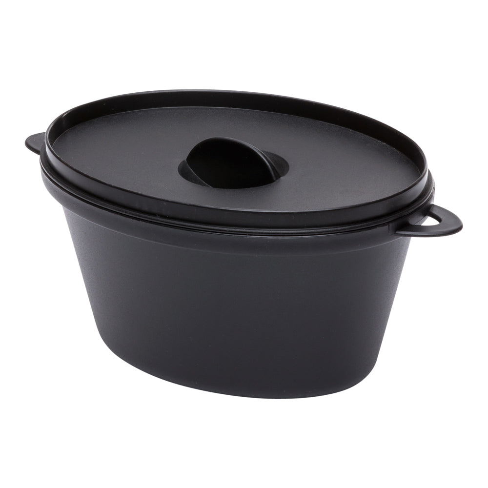 12 oz Oval Black Plastic Large Kettle Dish - 6" x 4" x 2 3/4" - 100 count box