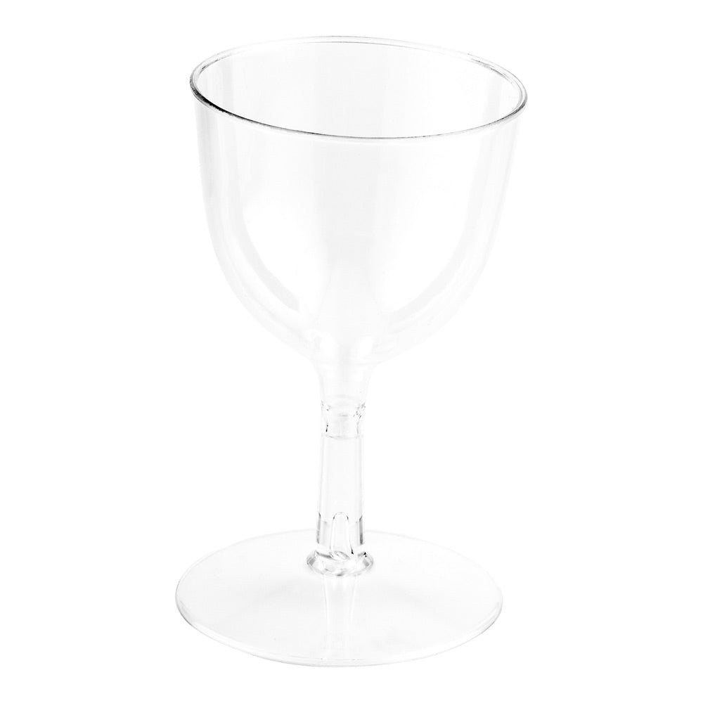 2 oz Round Clear Plastic Mini Wine Goblet - 2" x 2" x 2 1/2" - 100 count box