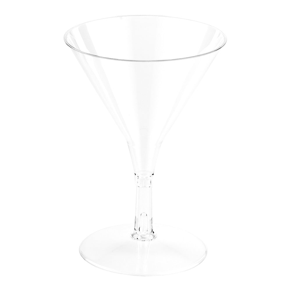 2 oz Round Clear Plastic Mini Martini Glass - 2 1/2" x 2 1/2" x 3 3/4" - 100 count box