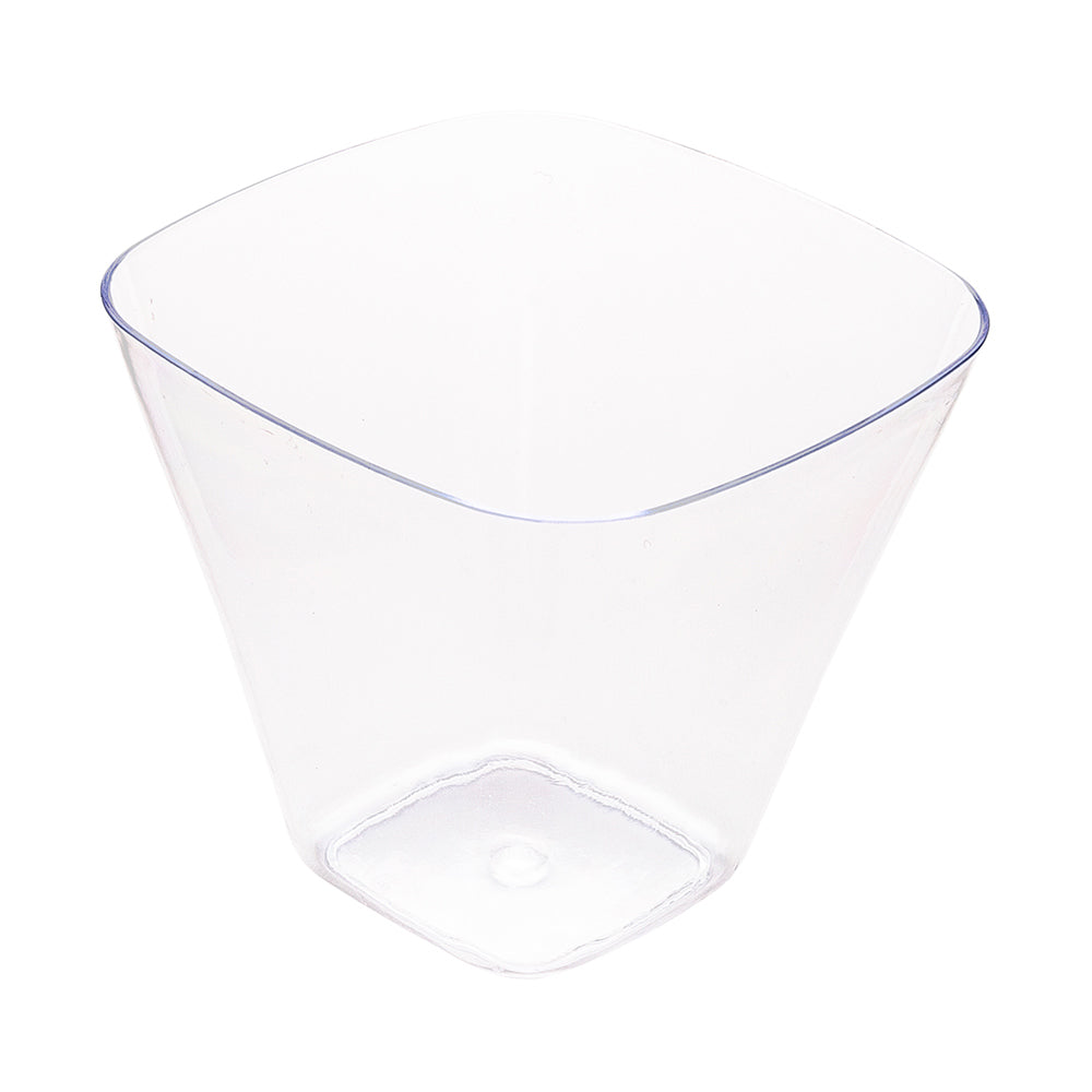 4 oz Square Clear Plastic Bellissima Tasting Cup - 2 1/2" x 2 1/2" x 2 1/4" - 100 count box