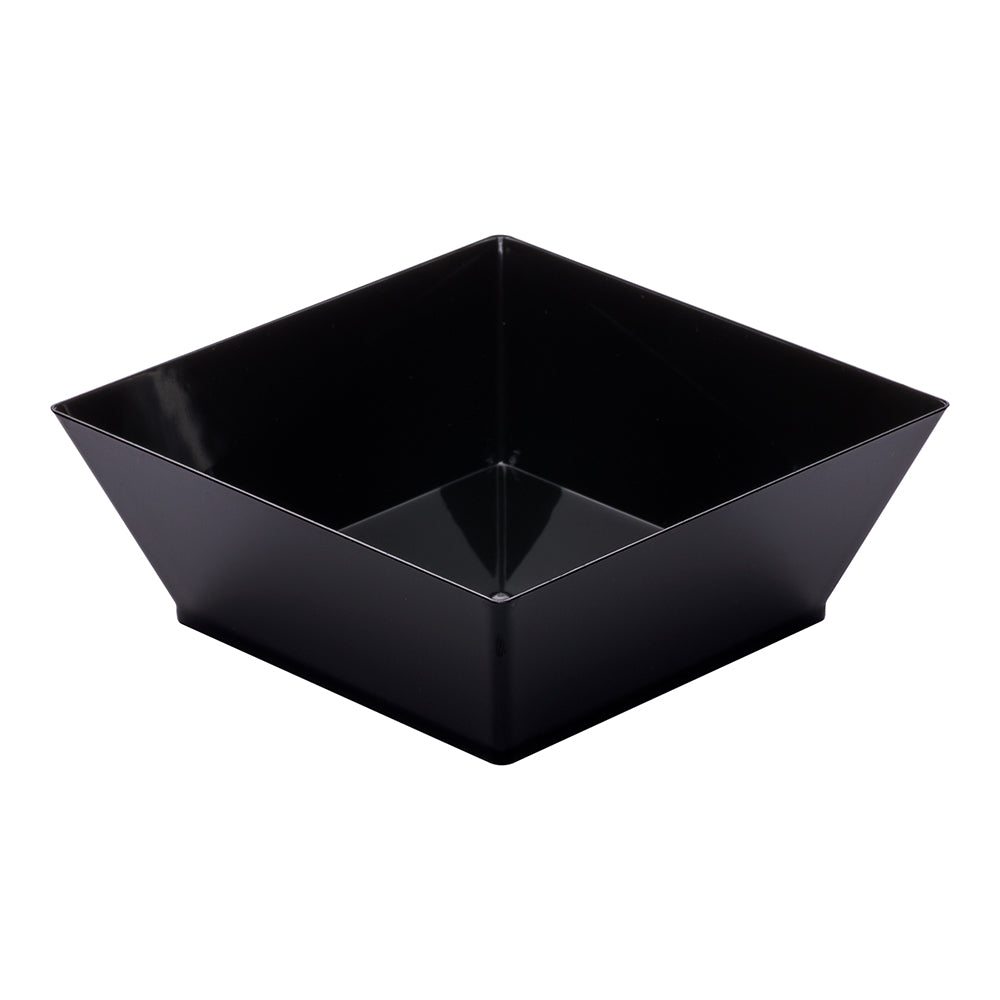 10 oz Square Black Plastic Small Modern Bowl - 4 1/4" x 4 1/4" x 1 1/2" - 100 count box